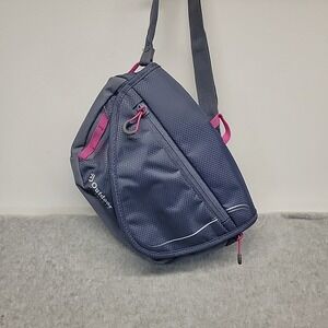Outdoor Sling Bag Crossbody Backpack Gray with Pink Accents